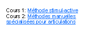 Zone de Texte: Cours 1: Méthode stimul-activeCours 2: Méthodes manuelles spécialisées pour articulations